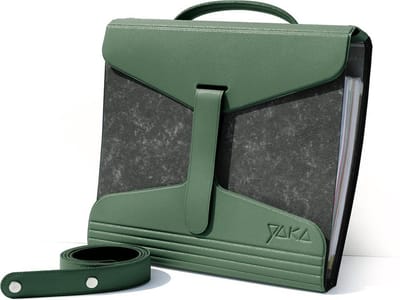 YAKA Mappendrager â€“ Kaki, Bagagetas voor School , Kantoor, Werk, Zakelijk, Kunstenaarsspullen, Licht PVC Portfolio, Dossiers, Kantoorbenodigdheden, Documenten Organizer met Riemen en Handvat, Past om A4 40-80mm Ordners (Kaki)