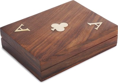 Houten speelkaart doos twee verpakkingen kaarten opslag houder decoratieve kaart doos verjaardag housewarming geschenken voor hem haar