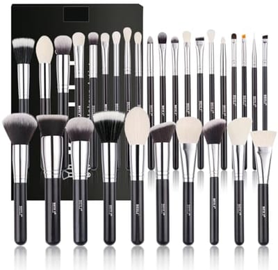 Professionele Make-up Borstelset - 30 Stuks Natuurlijke Geitenhaar & Synthetische Borstels voor Gezicht en Ogen