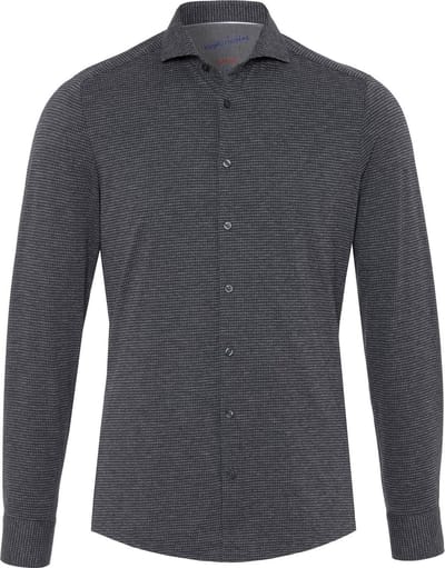 Pure The Functional Shirt Print Antraciet - Maat 43 - Heren - Overhemden Formeel