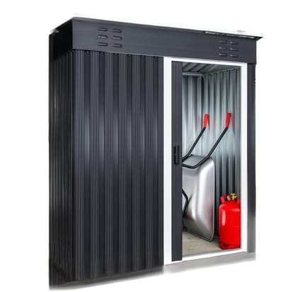 DnA® Tuinhuis - Tuinhuis Hout - Tuinhuisjes Metaal - Antraciet - 86cm x 162cm x 181cm