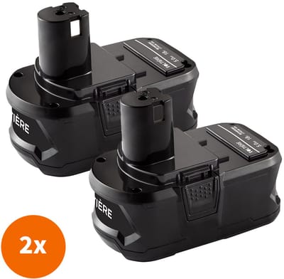 Voltière 2x Vervangende 5 ah Accu Geschikt voor 18v Ryobi Apparatuur - 5000 mAh Batterij met LED identificatie - RB18L50
