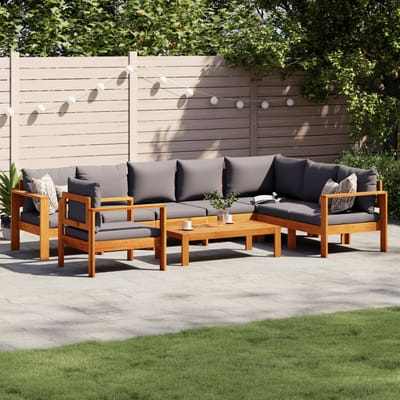 vidaXL - 6-delige - Loungeset - met - kussens - massief - acaciahout