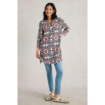 White Stuff Blake Linen Tunic Ivory Print Taglia: 10 REGULAR | Magliette intime Outlet | Donna | Bianco