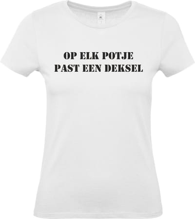 Dames T-shirt Op elk potje past een deksel | Regenboog vlag | Gay pride kleding | Pride shirt | Wit | maat XS