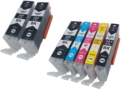 KATRIZ® Inkt PGI-580XXL / CLI-581XXL – 7-Pack Huismerk – Met Chip – XXL | Geschikt voor canon TR7550/TR8550/TS6150/TS6151/TS6250 / TS6251/TS6350/TS8150/TS8151/TS8152/TS8250/TS8251/TS8252/TS8350 / TS9150/TS9155/TS9550/TS9551 C/TS705