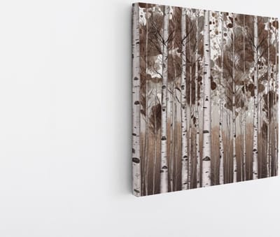 Saammp Canvas Schilderij - Abstracte Bomen - Bruin - Landschap - Natuur - 20x20 - Foto op canvas - Wanddecoratie - Muurdecoratie Woonkamer - Slaapkamer decoratie - Canvas Print
