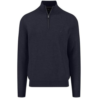 Fynch-Hatton Trui Troyer Zip Fine Allover Texture Navy / male