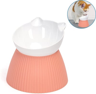 Nobleza Verhoogde Kattenvoerbak - Ergonomische Voerbak Kat - Anti-Braak - Schuin Ontwerp - Roze