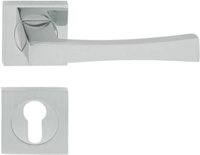 Domino® Deurkrukgarnituur LOGO QR M6 - Chroom gespoten - PZ-Profielcilinderset met Vierkant Rozette - Deurbeslag van aluminium - Deurklink voor kamerdeur, kantoordeur, kelderdeur en binnendeur