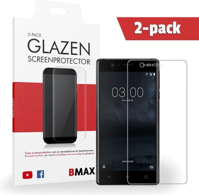 2-pack BMAX geschikt voor Nokia 3 Glazen Screenprotector Full Cover 3D | Dekt afgeronde schermranden volledig | Beschermglas | Tempered Glass