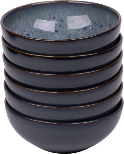 Set van 6 schaaltjes - 15,5 cm - Amadora - blauw met aqua look - Portugees stoneware