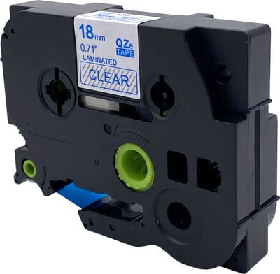 DULA Brother Compatible label tape- Tze-143 - 1 cassette - Brother P-Touch - Blauw op transparant - 18mm x 8m