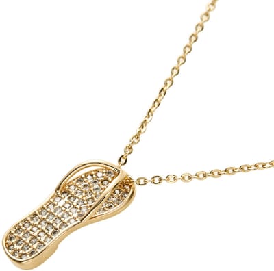 Decopatent - Halsketting Ketting Dames met Slipper - Slippers Schakelketting Verstelbaar van 40 tot 45 Cm - Nikkelvrij - Kettingen met bedel hanger Flip Flop vrouw - Elegant Cadeau - Goudkleurig