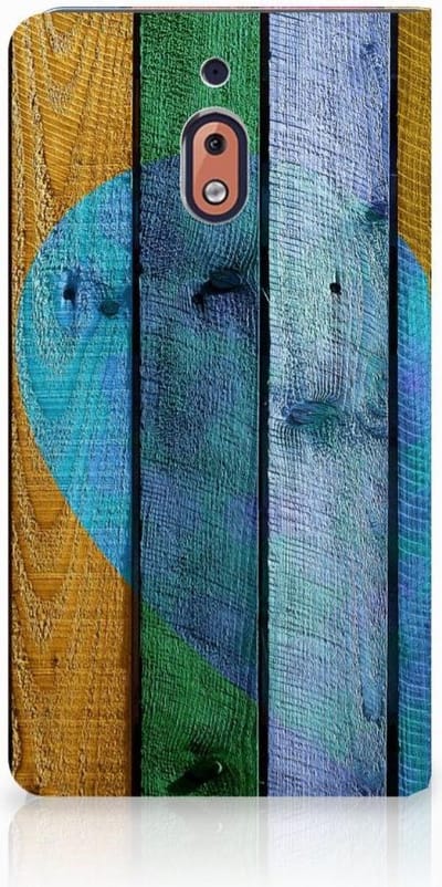 Nokia 2.1 2018 Book Wallet Case Wood Heart - Cadeau voor je Vriend