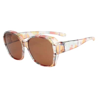 Overzet zonnebril dames - Overzetzonnebrillen - Polarized - UV400 - Lichtblauw-Multicolor - Groot montuur