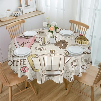 Koffiekopje Cake Snoep Rond Tafelkleed Festival Dineren Waterdicht Tafelkleed Tafelkleed Voor Bruiloft Feest Decor 4pcs 33x48 Table mat gray
