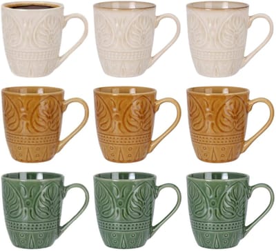 Bellatio Design Koffie / thee mok Mumbai - 9x stuks - multi kleuren - 390 ml - mokken - keramiek