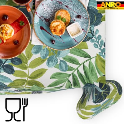ANRO Tafelkleed Tropische bladeren Groen 280x140cm Rechte rand Afwasbaar Waterafstotend