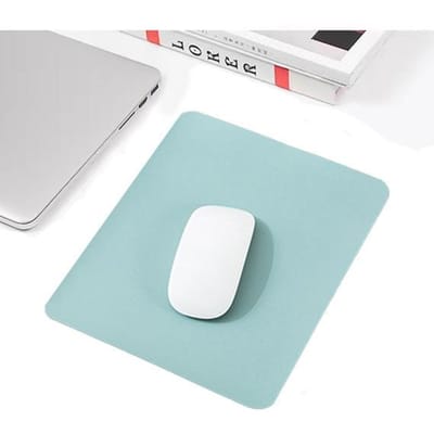 Petit tapis de souris en PU antidérapant pour ordinateur de bureau, tapis de souris en cuir, imperméable, anti-rayures, facile à nettoyer, pour PC, ordinateur portable, bureau 19x23cm bleu ciel