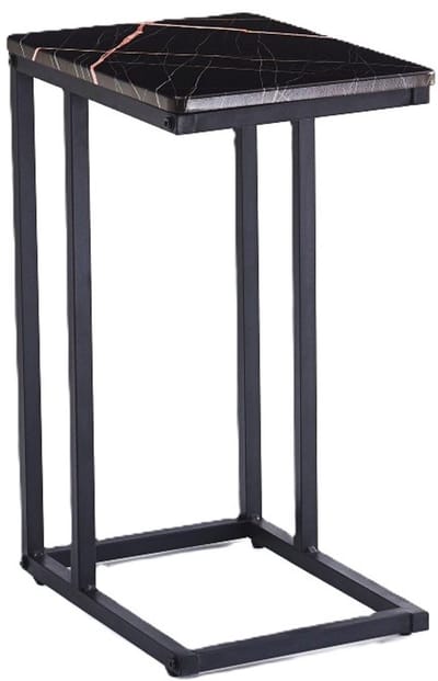 Ceruzo Bijzettafel – Black Pink Marble MDF - Zwart Frame – 30x40x60cm -Bijzettafel voor Bank