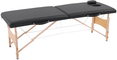 HOMCOM Massagetafel Populierenhout, PVC, Schuim 186L x 60B x 58-81H cm Zwart