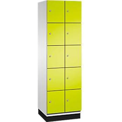 C+P Cambio lockerkast, 2 vakken, 10 vakken, met plint, B 600 x D 525 x H 1980 mm, lichtgrijs/kleedgroen