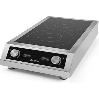 HENDI Inductiekookplaat – Profi Line – 2 kookzones – 7000W – roestvrij staal – 405x700x145 mm