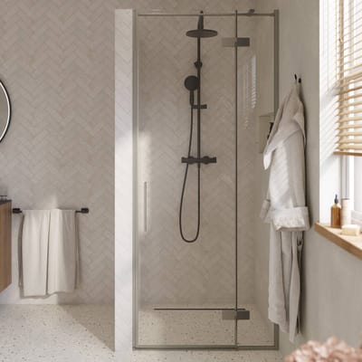 Saqu Grace draaideur met vast paneel rechts incl. antikalk 90x210cm mat zwart