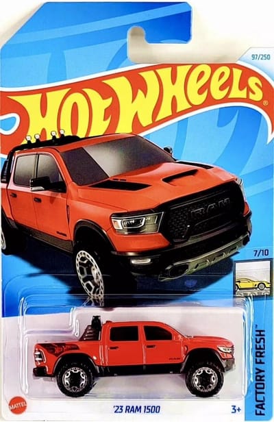 HOT WHEELS '23 RAM 1500 97/25 RED NEW DODGE 1:64 FACTORY FRESH 7/10 SHORD CARD 2024