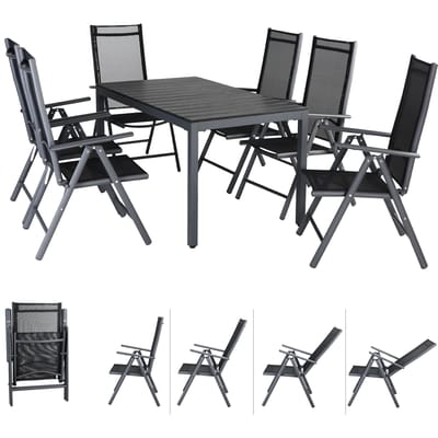 Tuinset Bern 7-delig Antraciet Aluminium met WPC Tafelblad