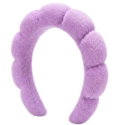 Lila gewatteerde haarband dames – brede fluwelen haarband met golvend design – modieuze haar accessoire voor dagelijks gebruik