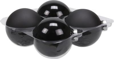 Bellatio Decorations Kerstballen - 4 stuks - zwart - glas - 10 cm - mat/glans - Kerstboomversiering