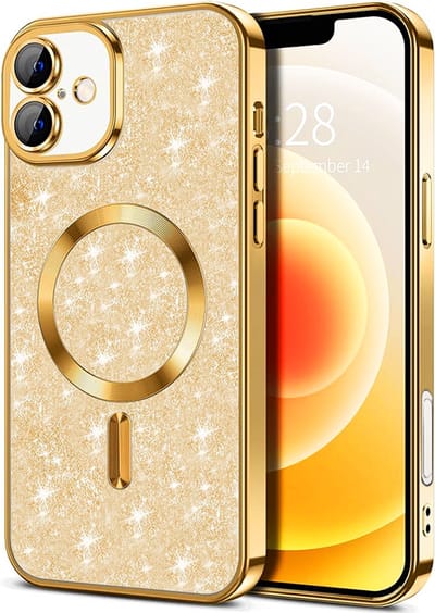 Hoesje geschikt voor Apple iPhone 16 Plus - Techsuit Luxury Glitter Back Cover - Geschikt voor MagSafe - Goud