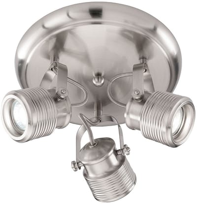 Plafondspot 3 vlammen retro lamp woonkamer plafond 3 spots plafondlamp rond, draaibaar, metaal mat nikkel, 3x GU10 stopcontacten, DxH 25x15 cm, Action 984203649000