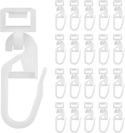 Dailygoods - 100 stuks gordijnglijders voor rails, 5,8-7 mm klikglijders, loopkanaal, vouwglijders, gordijnhaken, gordijnhaken voor rails voor de meeste gordijnrails