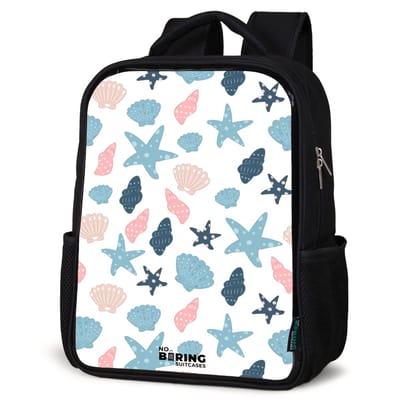 NoBoringSuitcases.com® - Rugzak zwart - Schooltas jongen & meisje - Schelpen patroon kleurrijk - Rugtas voor school - Boekentas kind - Schoolrugzak - Kinderrugzak