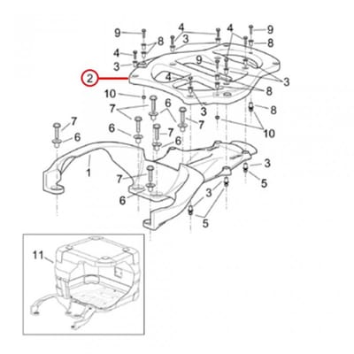 Originele top case steunplaat voor aprilia 150 scarabeo scooter 1999 tot 2003
