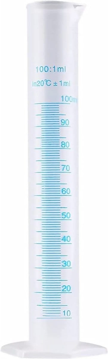 Dailygoods- Maatcilinder 100 ml - Kunststof - Transparant - Meetinstrument - Laboratorium - Precisie. - Meetcilinder