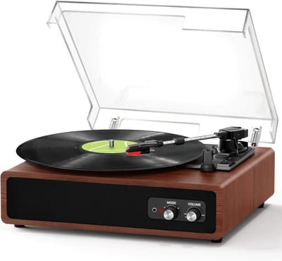 SNJY® Platenspeler Bluetooth - Platenspeler met Speakers - CD Speler - 33/45/78 RPM - Donkerbruin