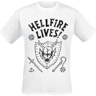 Stranger Things T-shirt - Season 5 - Hellfire Lives! - S tot 4XL - voor Mannen - wit