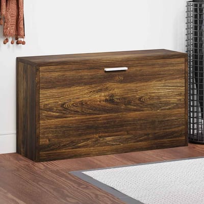 vidaXL - Schoenenbank - 80x24x45 - cm - bewerkt - hout - gerookt - eiken