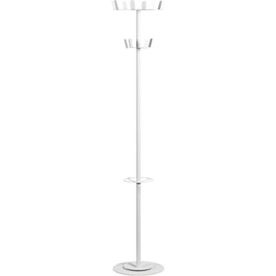 meet by Paperflow kapstok, 12 haken, met parapluhouder & lekbak, B 350 x D 350 x H 1750 mm, staal, wit-wit