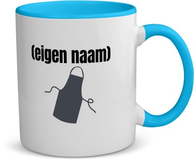 Akyol - schort koffiemok - theemok - blauw - Kok - iemand die goed kan koken - met eigen naam - leuk cadeau voor iemand die chefkok is - cadeau - kado - 350 ML inhoud