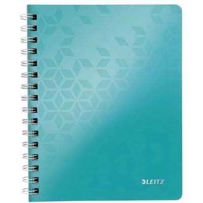 Leitz WOW collegeblok, DIN A5, 80 geruite vellen, transparante pocket, FSC®-gecertificeerd, ijsblauw