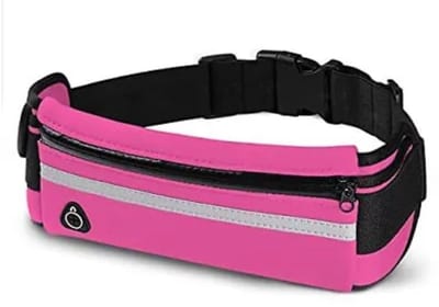 Hardloop tas - Heuptas - Hardloopriem - Sporttasje - Running belt - Verstelbaar - Met rits - Met bidonhouder - Lichtgewicht - Roze - Jonyx
