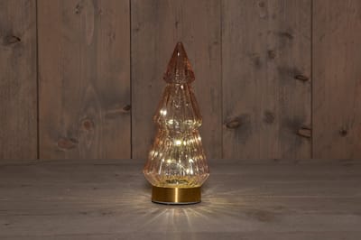 B.O.T. Tree Glass 10X23,5 cm Pink With Golden Base 10Led kerstverli...