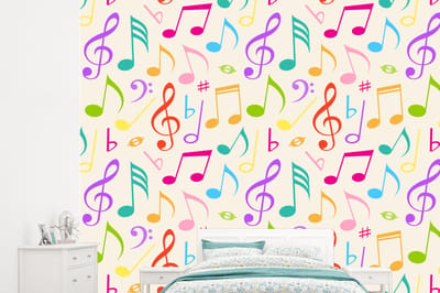 Behang - Fotobehang Muziek - Patronen - Regenboog - Breedte 245 cm x hoogte 220 cm