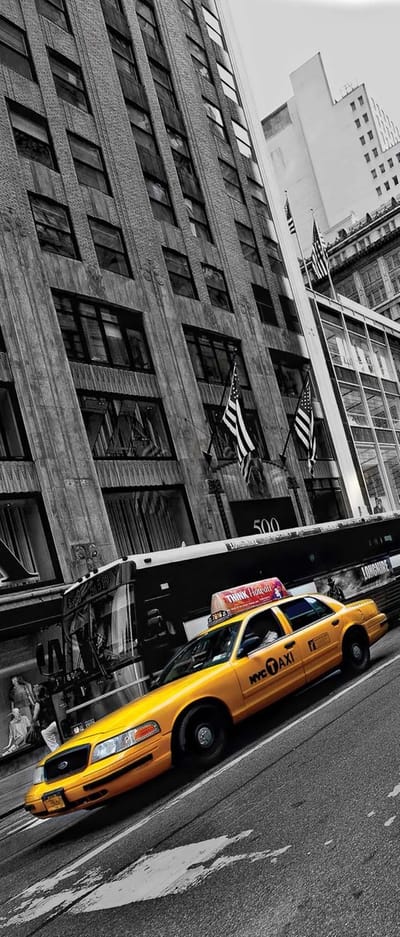 Fotobehang New York City Yellow Cabs | DEUR - 211cm x 90cm | 130g/m2 Vlies