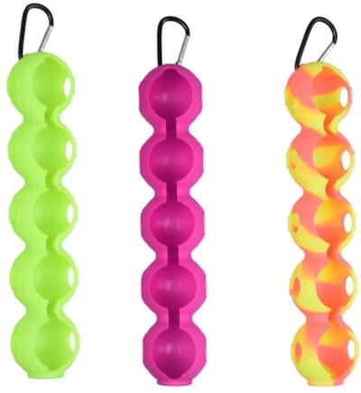 Dailygoods- Siliconen Balhoes 3-Pack - Milieuvriendelijk - Opbergbalclip - Karabijnhaak - Draagbaar - Duurzaam Siliconenmateriaal - Golfbalhoes